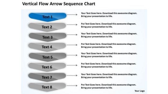 Vertical Flow Arrow Sequence Chart Website Business Plan PowerPoint Slides