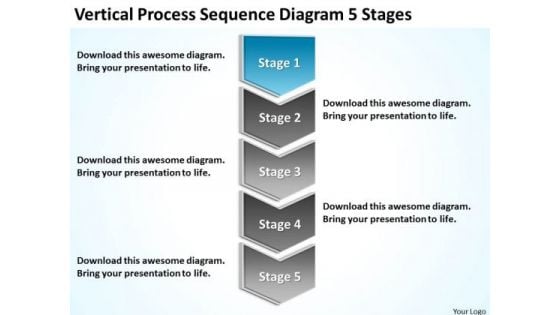 Vertical Process Sequence Diagram 5 Stages Business Plan PowerPoint Templates