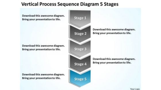 Vertical Process Sequence Diagram 5 Stages Ppt Business Plans PowerPoint Templates