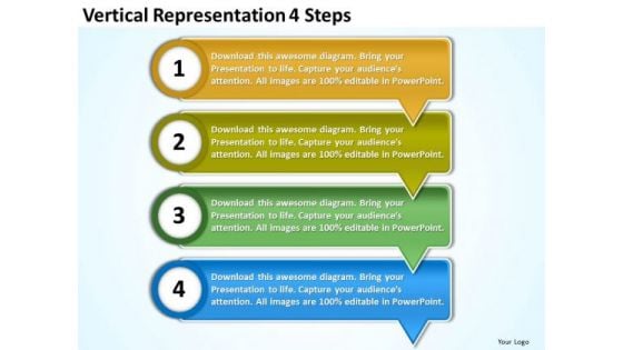 Vertical Representation 4 Steps Business Tech Support PowerPoint Slides