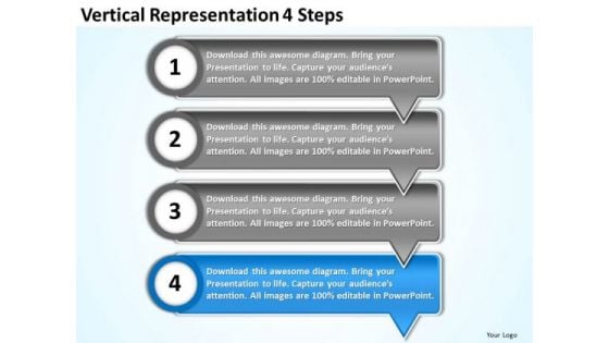 Vertical Representation 4 Steps Customer Tech Support PowerPoint Templates