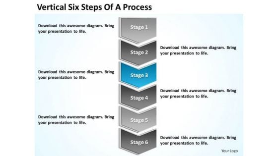 Vertical Six Steps Of Process How To Do Business Plan PowerPoint Slides