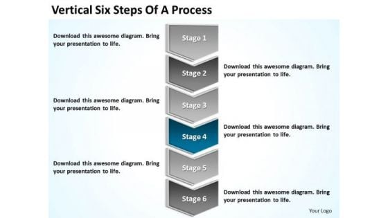 Vertical Six Steps Of Process Making Business Plan Template PowerPoint Slides