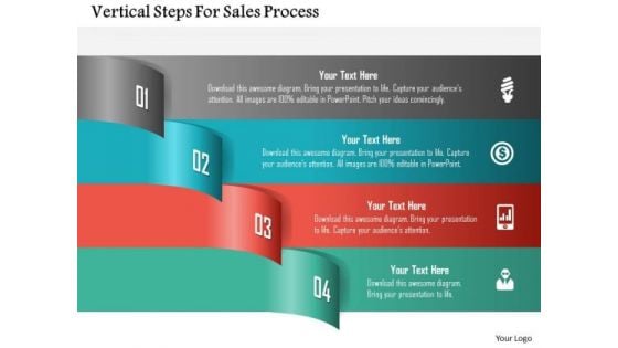 Vertical Steps For Sales Process PowerPoint Template