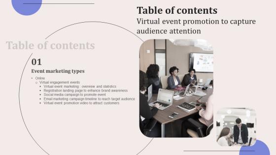 Virtual Event Promotion To Capture Audience Attention Table Of Contents Pictures Pdf