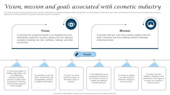 Vision Mission And Goals Associated With Cosmetic Industry Business Brochure Pdf