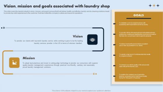 Vision Mission And Goals Associated With Laundry Shop On Demand Laundry Business Plan Template Pdf