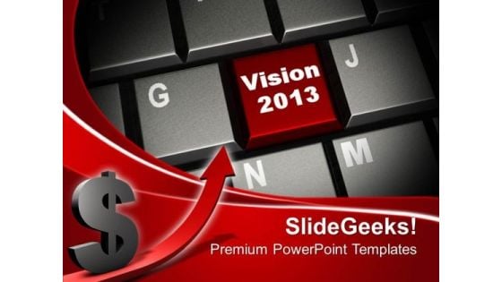 Vision On Red Keyboard Button Computer PowerPoint Templates And PowerPoint Themes 1112