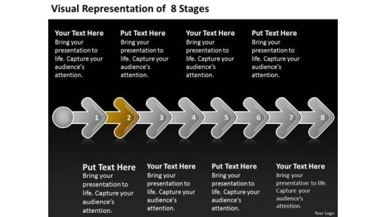 Visual Representation Of 8 Stages 2 Sales Business Plan Outline PowerPoint Slides