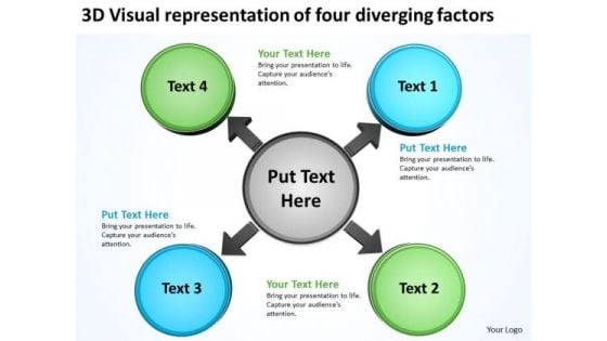 Visual Representation Of Four Diverging Factors Arrows Chart Software PowerPoint Templates