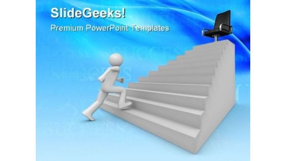 Walking On Career Ladder Business PowerPoint Themes And PowerPoint Slides 0711