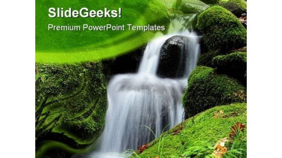 Water Fall Nature PowerPoint Template 0910