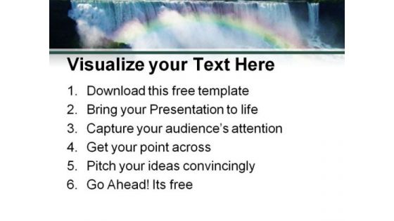 Waterfall PowerPoint Template with Beautiful Rainbow