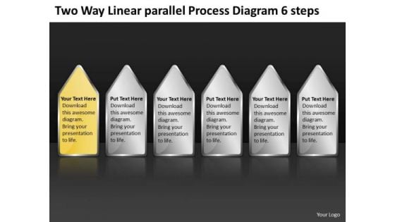 Way Linear Parallel Process Diagram 6 Steps Writing Business Plan Free PowerPoint Slides