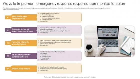 Ways To Implement Emergency Response Response Communication Plan Brochure Pdf