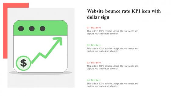 Website Bounce Rate KPI Icon With Dollar Sign Elements Pdf