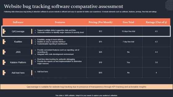 Website Bug Tracking Software Comparative Assessment Step By Step Guide Clipart PDF Website Bug Tracking Software Comparative Assessment Step By Step Guide Clipart PDF