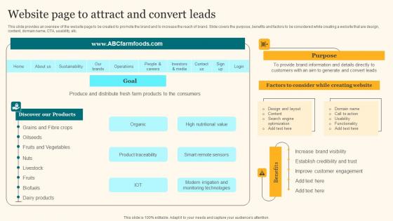 Website Page To Attract And Convert Leads Agricultural Product Promotion Brochure Pdf