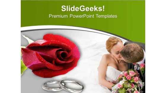 Wedding Rings Of Couple With Red Roses PowerPoint Templates Ppt Backgrounds For Slides 0413