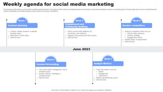 Weekly Agenda For Social Media Marketing Template Pdf