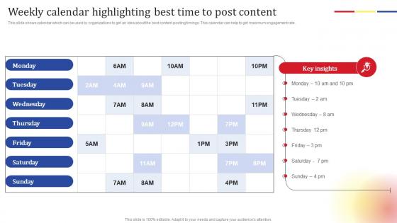 Weekly Calendar Highlighting Social Media Platform Advertising To Enhance Brand Awareness Demonstration Pdf