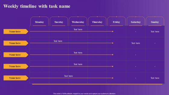 Weekly Timeline With Task Strategic Framework To Improve Digital Transformation Template Pdf