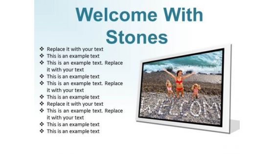 Welcome With Stones Beach PowerPoint Presentation Slides F