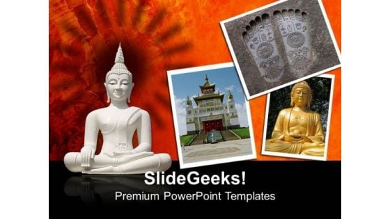 White Buddha Isolated Against Religion PowerPoint Templates And PowerPoint Themes 0712