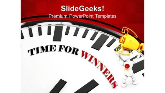 White Clock With Words Time For Winners Competition PowerPoint Templates And PowerPoint Themes 1012