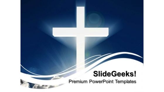 White Cross Beaming In Sky Christmas PowerPoint Templates And PowerPoint Themes 0712