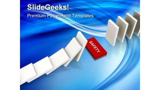 White Dominos With Safety Business PowerPoint Templates And PowerPoint Backgrounds 0211