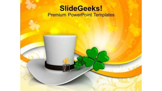White Hat With Shamrock Festival PowerPoint Templates Ppt Backgrounds For Slides 0213