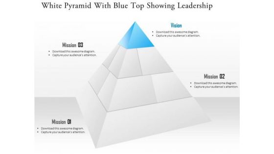 White Pyramid With Blue Top Showing Leadership Presentation Template