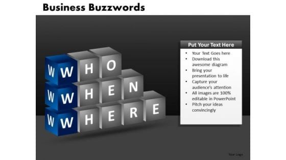 Who When Where PowerPoint Templates Questions Ppt Slides