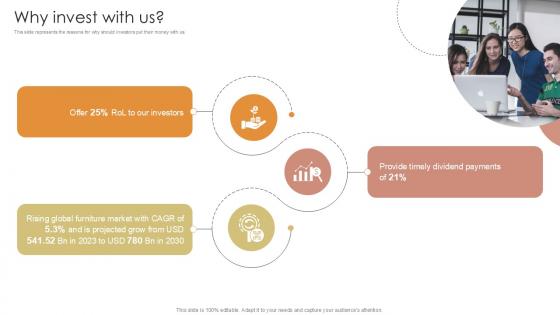 Why Invest With Us Furniture Manufacturing Firm Investor Funding Ppt Powerpoint Why Invest With Us Furniture Manufacturing Firm Investor Funding Ppt Powerpoint