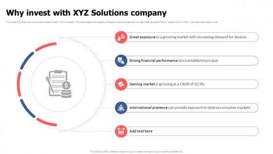 Why Invest With XYZ Solutions Company Video Game Financing Pitch Deck