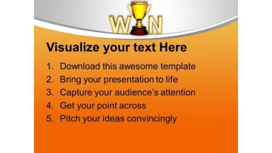 Win With Golden Trophy Competition PowerPoint Templates Ppt Backgrounds For Slides 0113
