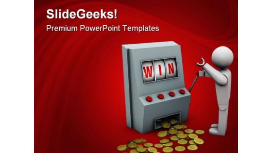 Win With Slot Machine Sports PowerPoint Templates And PowerPoint Backgrounds 0611