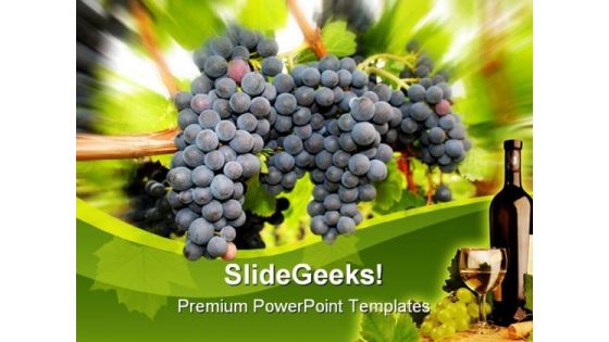 Wine Grapes Nature PowerPoint Template 0610