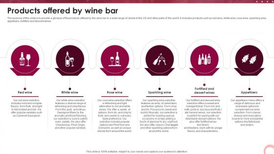 Wine Lounge Business Plan Products Offered By Wine Bar BP SS V