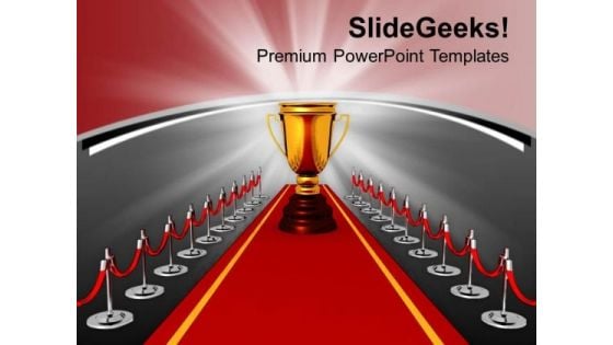 Winner Achieved The Golden Trophy As Award PowerPoint Templates Ppt Backgrounds For Slides 0313