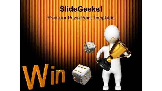Winner Holding Golden Trophy Competition PowerPoint Templates And PowerPoint Themes 1112