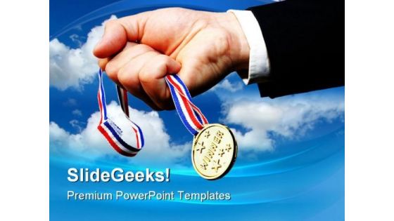 Winner Holding Prize Business PowerPoint Themes And PowerPoint Slides 0411