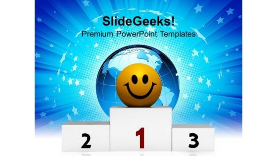 Winner On Pedestal Success PowerPoint Templates Ppt Backgrounds For Slides 1212