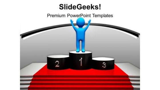 Winner On Podium Competition PowerPoint Templates Ppt Backgrounds For Slides 1212