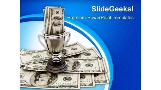 Winner Trophy With Money Success PowerPoint Templates Ppt Backgrounds For Slides 1112