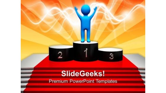 Winning First Place Podium Success PowerPoint Templates And PowerPoint Themes 0812