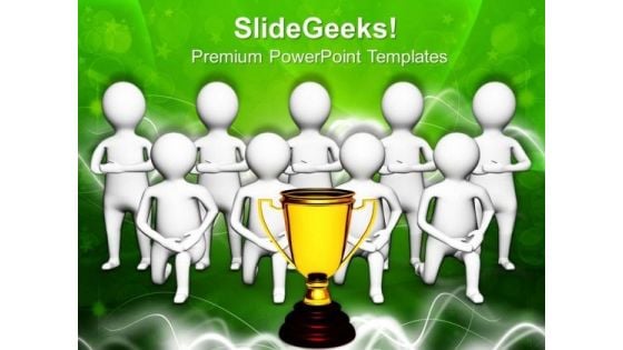 Winning Team With Golden Trophy PowerPoint Templates Ppt Backgrounds For Slides 0713