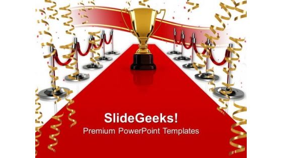 Winning Trophy On Red Carpet PowerPoint Templates And PowerPoint Themes 0912