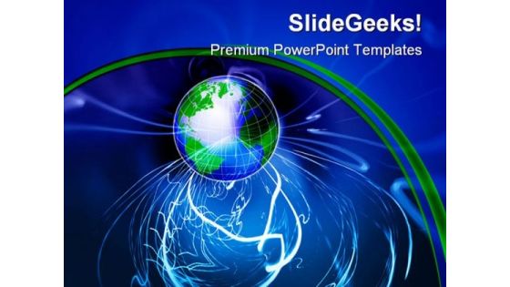 Wireless Technology Globe PowerPoint Background And Template 1210